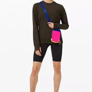 Lululemon Easy Access Crossbody Bag Neon Yellow Blue Pouch Pink Travel Nylon Run